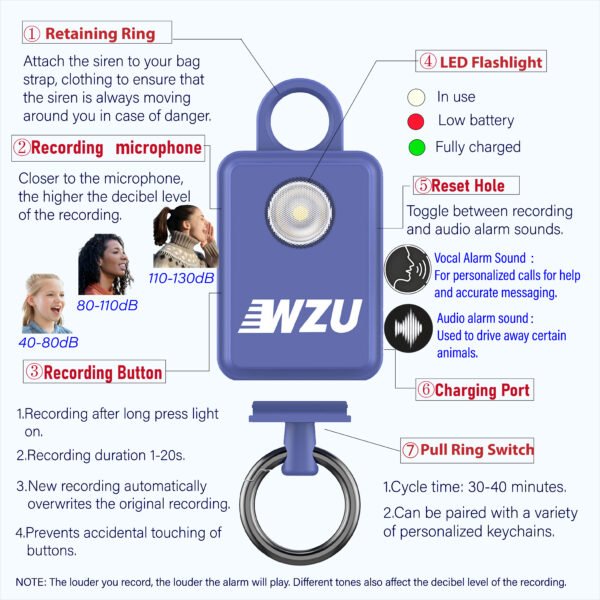 WZU Recordable Personal Safety Alarm