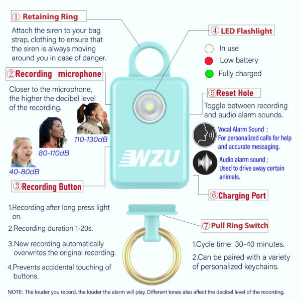 WZU Recordable Personal Safety Alarm