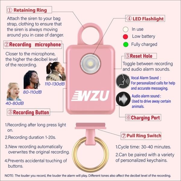 WZU Recordable Personal Safety Alarm