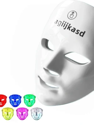agiijkasd Led Light Therapy Mask, 7 Color Led Face Mask Light Therapy Adapt All Skin, Diminish Spots, Remove Wrinkles, Red light face mask