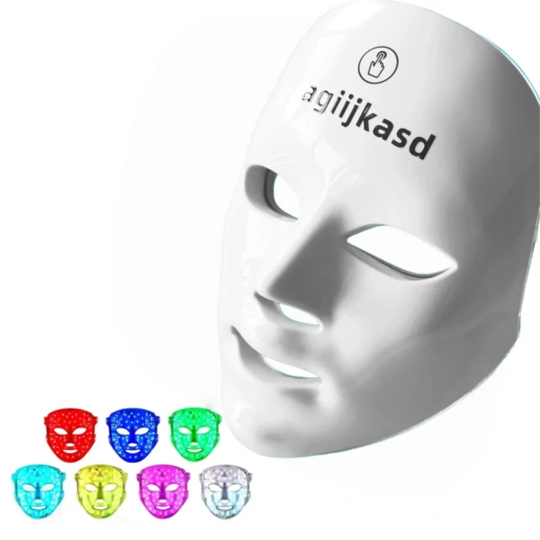 agiijkasd Led Light Therapy Mask, 7 Color Led Face Mask Light Therapy Adapt All Skin, Diminish Spots, Remove Wrinkles, Red light face mask